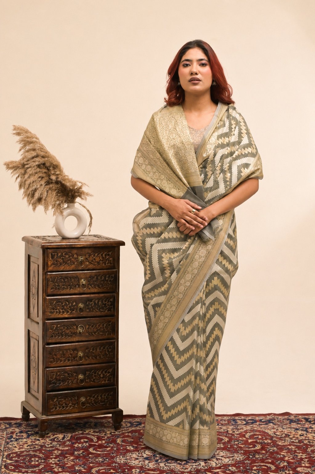 Handloom Banarasi Kora Silk Saree with Zari Work